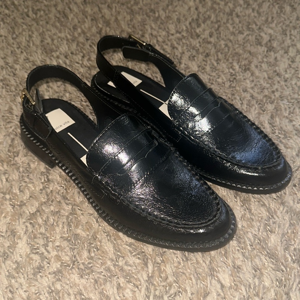 Dolce Vita black crinkled pleather flats